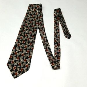Mens Tie MBP New York, London, Tokyo Black with Red, Tan, White 58"